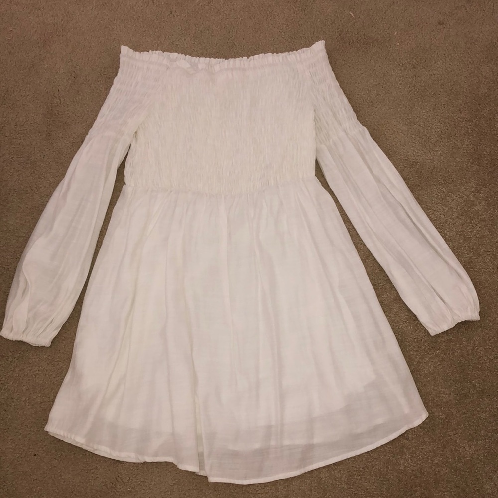 White off the shoulder Sunday dress.
